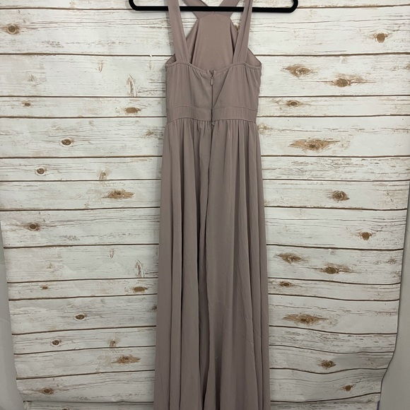 Lulu’s Taupe Air of Romance Formal Maxi Dress Prom Bridesmaid - Picture 5 of 6